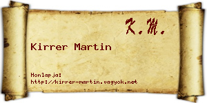 Kirrer Martin névjegykártya